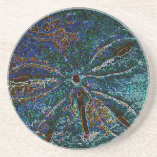 Sand Dollar Art Abstract Blue Pattern Gift Favour Coaster