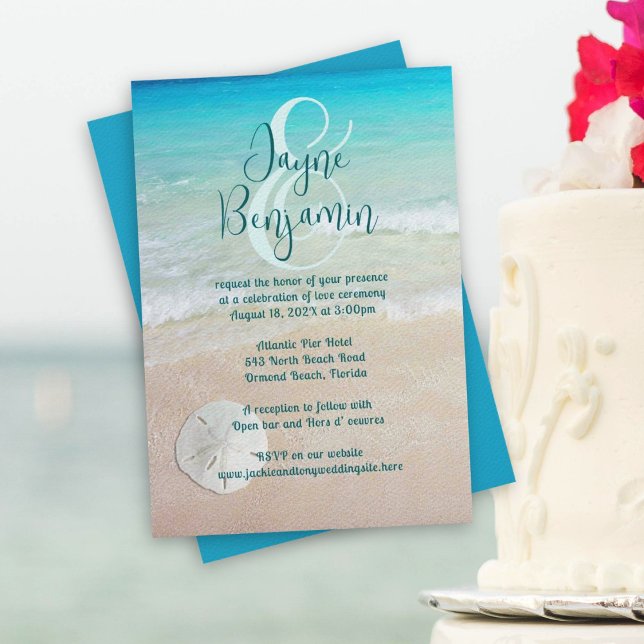 Sand Dollar Beach Big Names Wedding Invitation (Creator Uploaded)