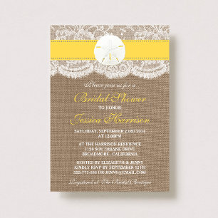 Sand Dollar Beach Bridal Shower - Yellow Invitation