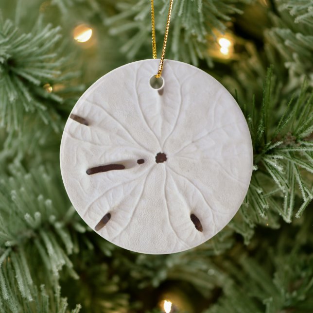Sand Dollar Beach Coastal White Round Trendy 2020 Ceramic Ornament (Tree)