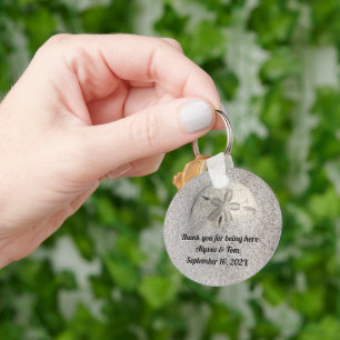 Sand Dollar Beach Favor Personalized Key Ring
