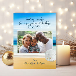 Sand Dollar Beach Happy New Year Photo Postcard