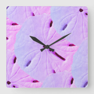 Sand Dollar Beach Pink Purple Violet Ombre Pretty Square Wall Clock