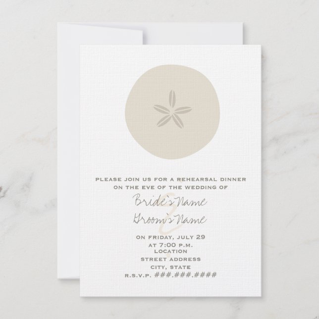 Sand Dollar Beach Rehearsal Dinner Invitation (Front)