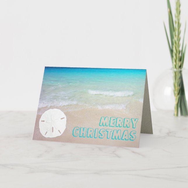 Sand Dollar Beach Tropical Christmas Cards (Front)