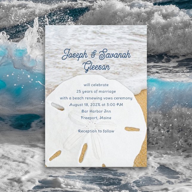 Sand Dollar Beach Vow Renewal Anniversary Ceremony Invitation (Creator Uploaded)