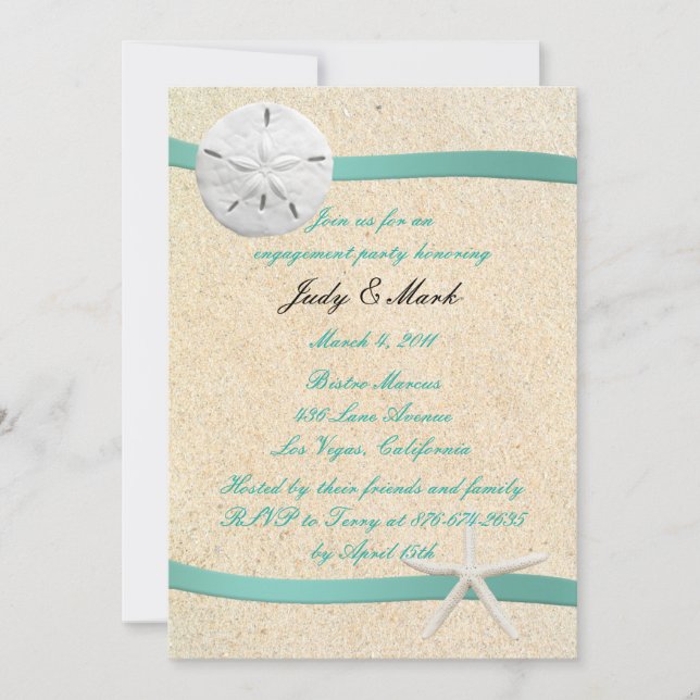 Sand Dollar Beach Wedding Engagement Party Invite (Front)