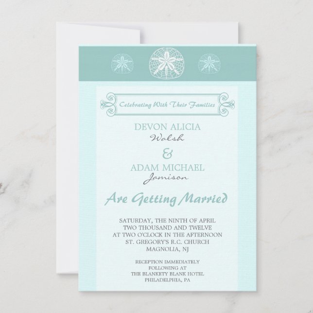 Sand Dollar Beach Wedding Invitation (Front)