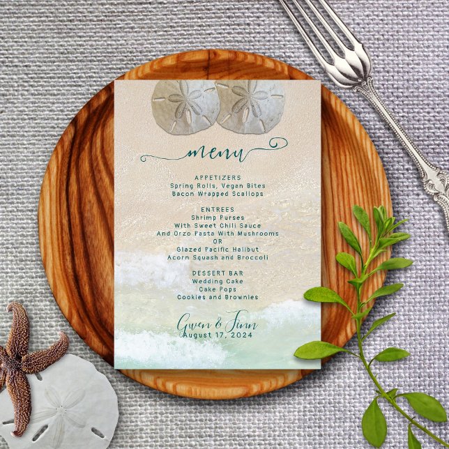 Sand Dollar Beach Wedding Menu Template (Creator Uploaded)