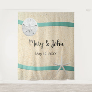 Sand Dollar Beach Wedding Photo Backdrop Tapestry