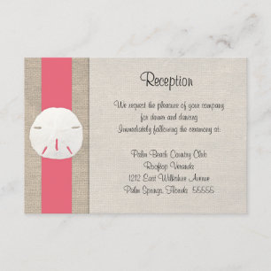 Sand Dollar Beach Wedding Reception Card Coral