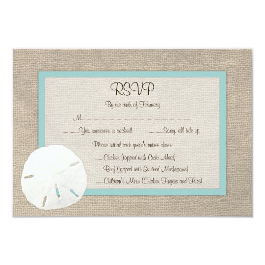 Sand Dollar Beach Wedding RSVP Card - Turquoise