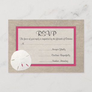 Sand Dollar Beach Wedding RSVP card - Watermelon