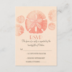 Sand dollar beach wedding RSVP cards