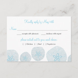 Sand Dollar Beach Wedding RSVP Meal Choices Card