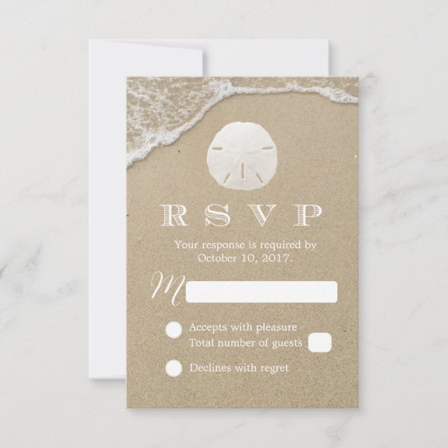 Sand Dollar Beach Wedding RSVP Response (Front)