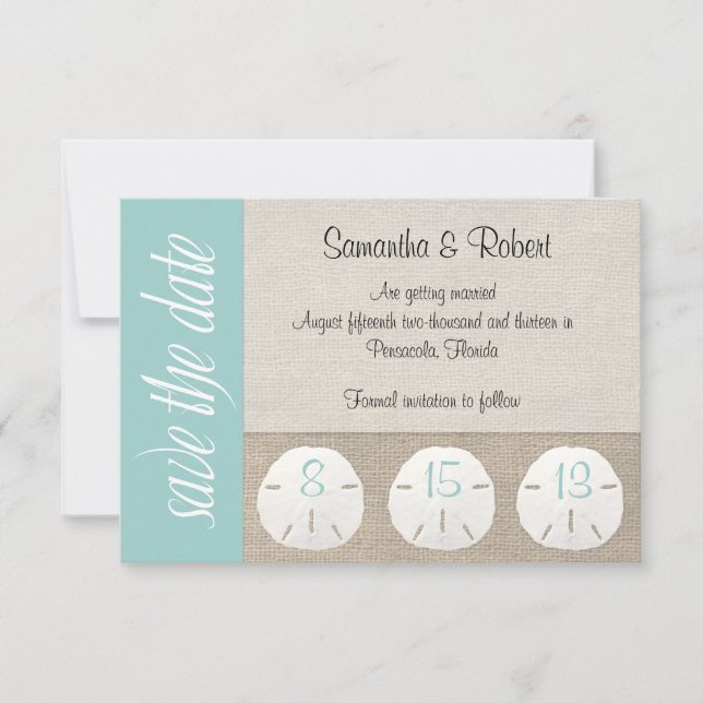 Sand Dollar Beach Wedding Save the Date (Front)