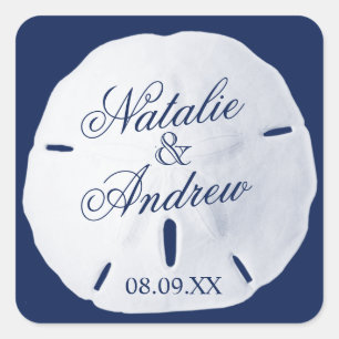 Sand Dollar Blue Square Sticker