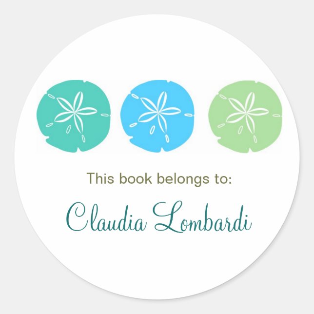 Sand Dollar Bookplates Classic Round Sticker (Front)
