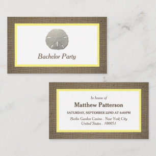 Sand Dollar & Burlap Bachelor Party Invitation