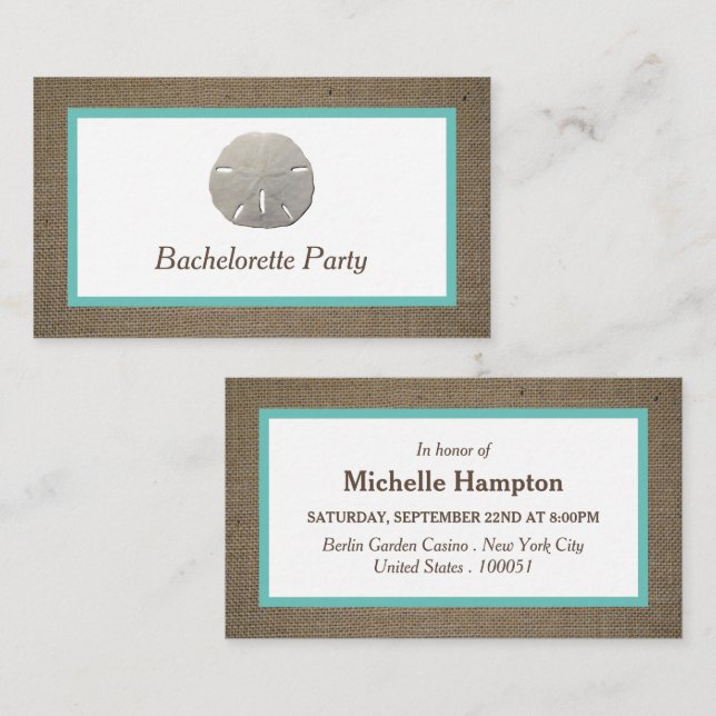 Sand Dollar & Burlap Bachelorette Party Ticket (Front/Back)