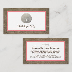Sand Dollar & Burlap Birthday Invitation