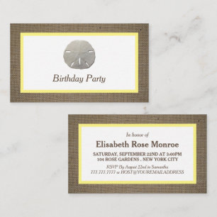 Sand Dollar & Burlap Birthday Party Ticket