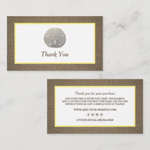 Sand Dollar & Burlap Business Thank You Card