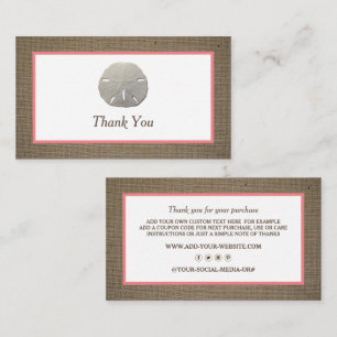Sand Dollar & Burlap Business Thank You Card