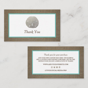 Sand Dollar & Burlap Business Thank You Card
