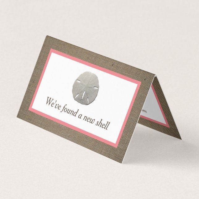 Sand Dollar & Burlap Change of Address Card (Front)