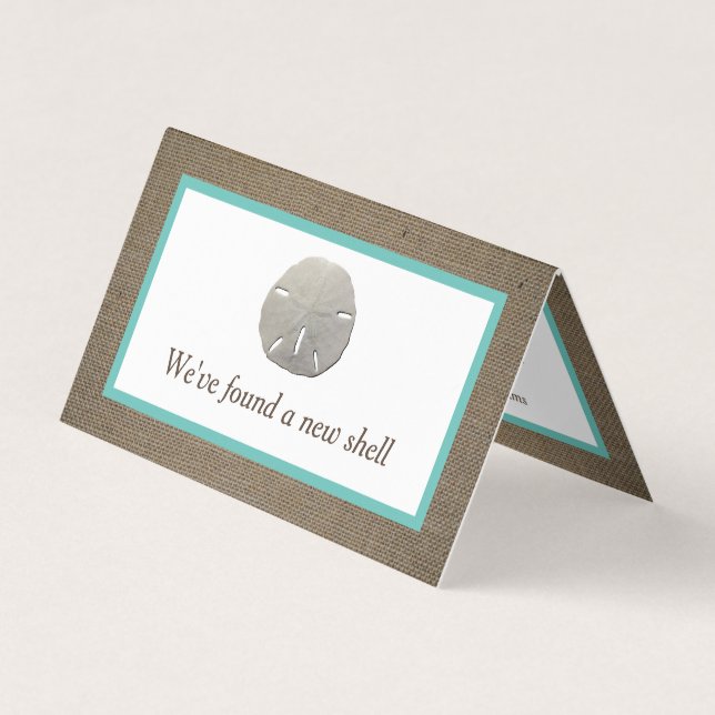 Sand Dollar & Burlap Change of Address Card (Front)