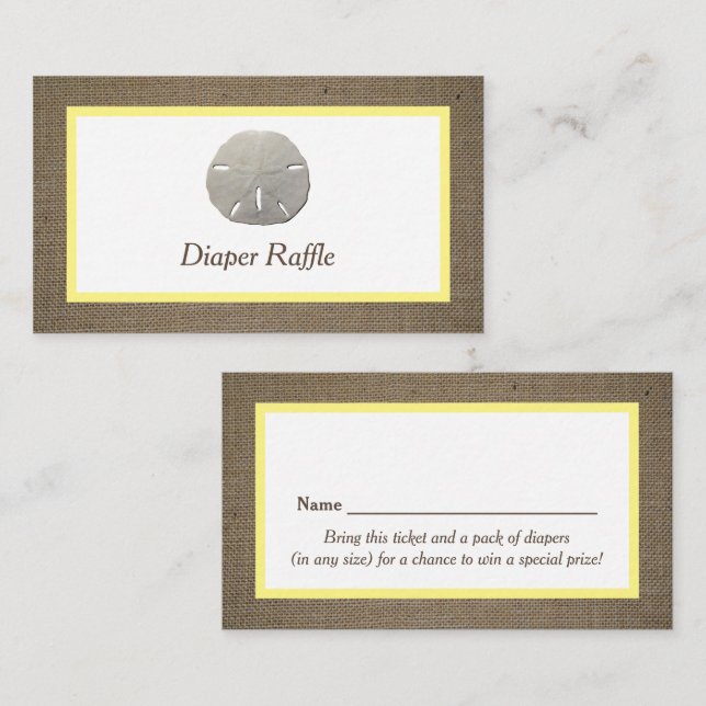 Sand Dollar & Burlap Diaper Raffle Ticket (Front/Back)