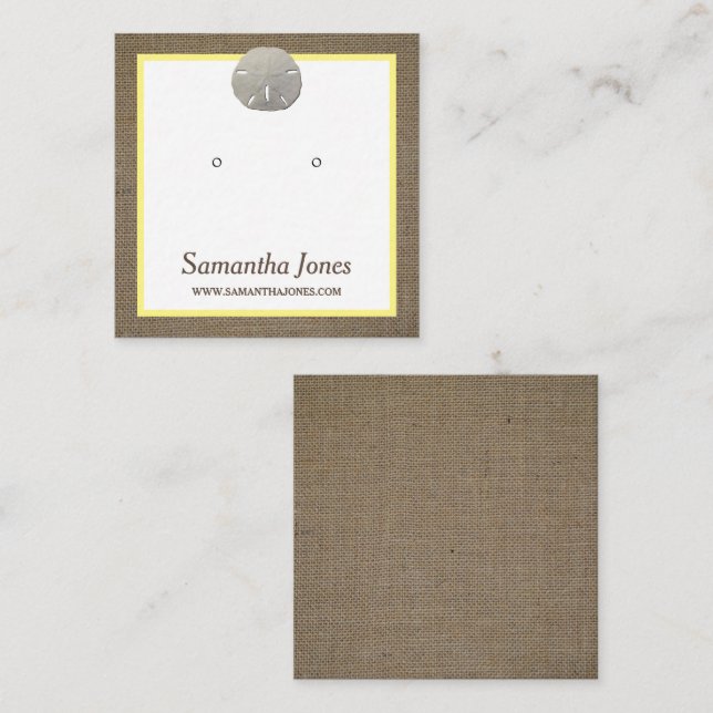 Sand Dollar & Burlap Jewelry Display Card (Front/Back)
