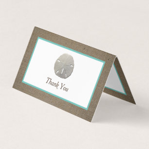 Sand Dollar & Burlap Logo/Picture Thank You Card