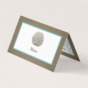 Sand Dollar & Burlap Menu Selection Card
