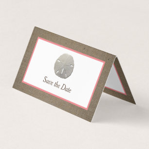 Sand Dollar & Burlap Photo Save The Date Card