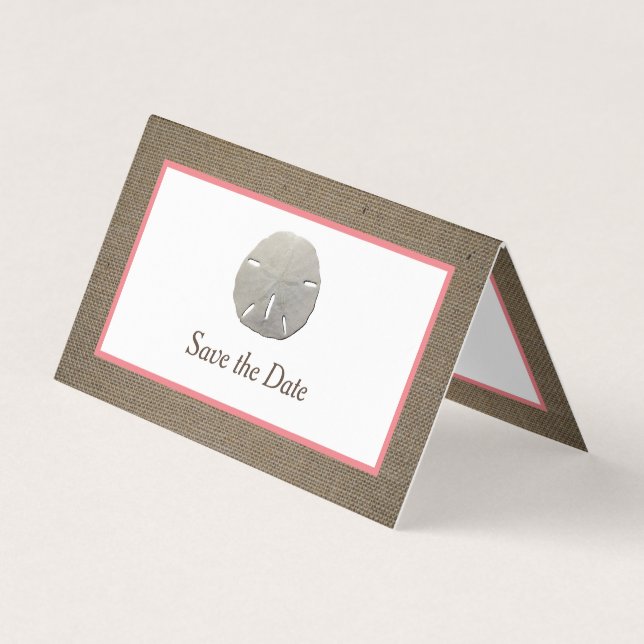 Sand Dollar & Burlap Photo Save The Date Card (Front)
