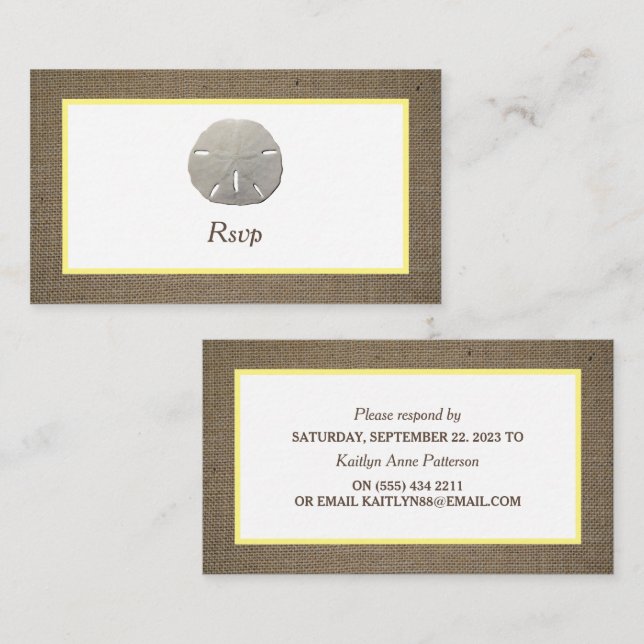 Sand Dollar & Burlap RSVP Card (Front/Back)