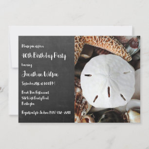 Sand Dollar Chalkboard Birthday Party Invitation
