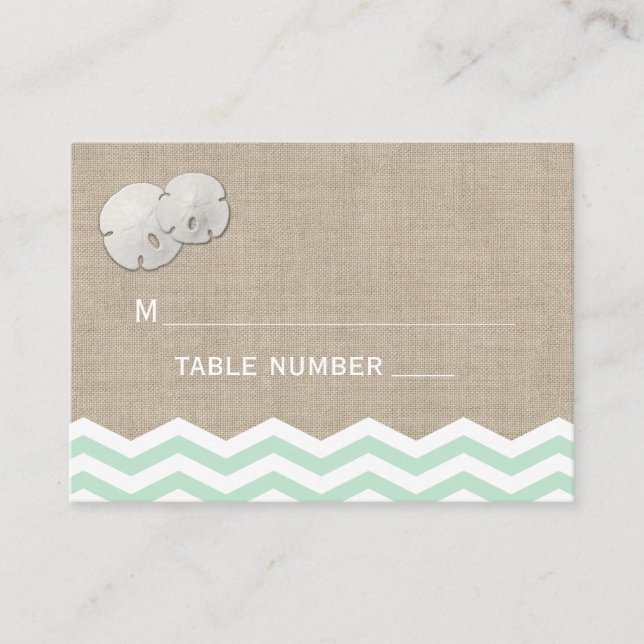 Sand Dollar & Chevron Place Card (Front)