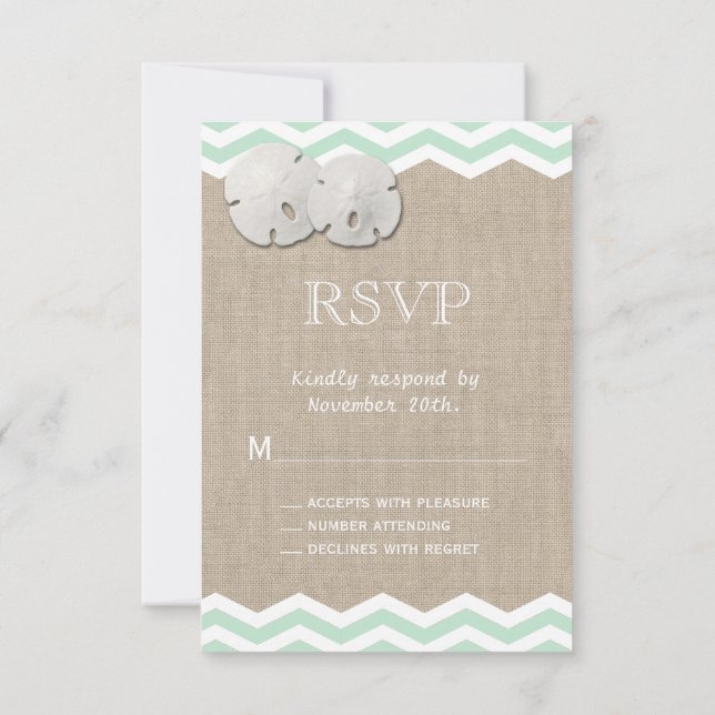 Sand Dollar & Chevron RSVP (Back)