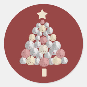 Sand Dollar Christmas Tree (red) Classic Round Sticker
