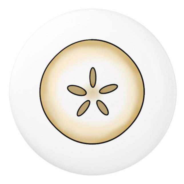 Sand Dollar Coastal Beach House Ceramic Knob (Front)