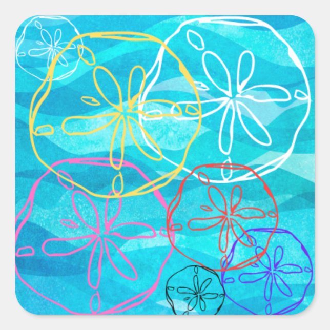 Sand Dollar Design on a Decal Square Sticker (Front)