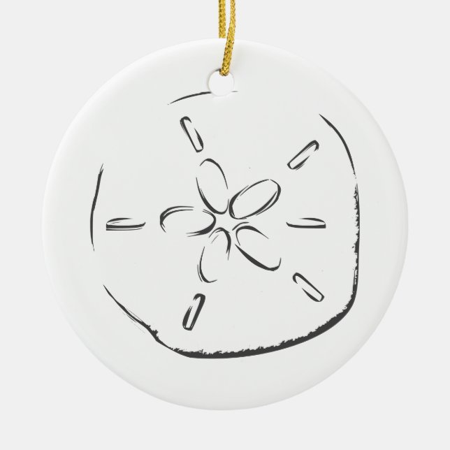 Sand Dollar Drawing  Ceramic Ornament (Front)