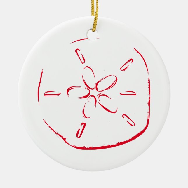 Sand Dollar Drawing Christmas Ceramic Ornament (Front)