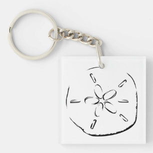 Sand Dollar Drawing Key Ring