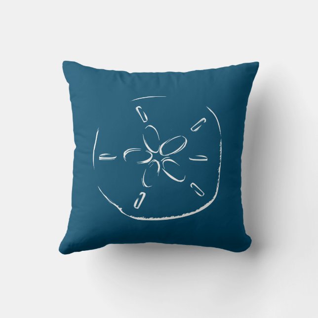 Sand Dollar Drawing Ocean Blue Cushion (Back)