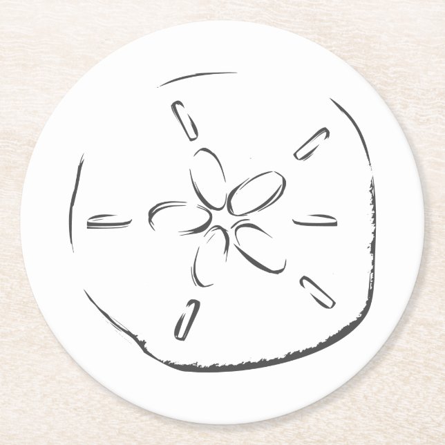 Sand Dollar Drawing Round Paper Coaster (Front)